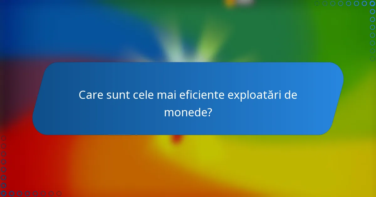 Care sunt cele mai eficiente exploatări de monede?